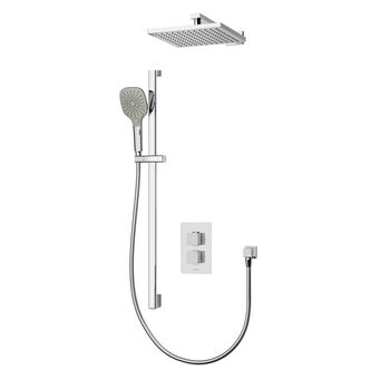 Aqualisa Dream DRMDCV2.ADFW.SQR Concealed Thermostatic Mixer Dual Outlet With Adj Kit & Wall Fixed Head - Square