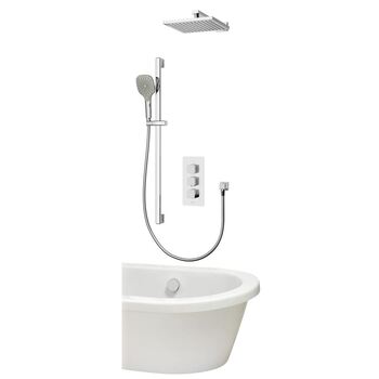 Aqualisa Dream DRMDCV3.ADFWBTX.SQR Concealed Thermostatic Mixer Triple Outlet With Adj Kit, Wall Fixed Head & Bath Fill - Square
